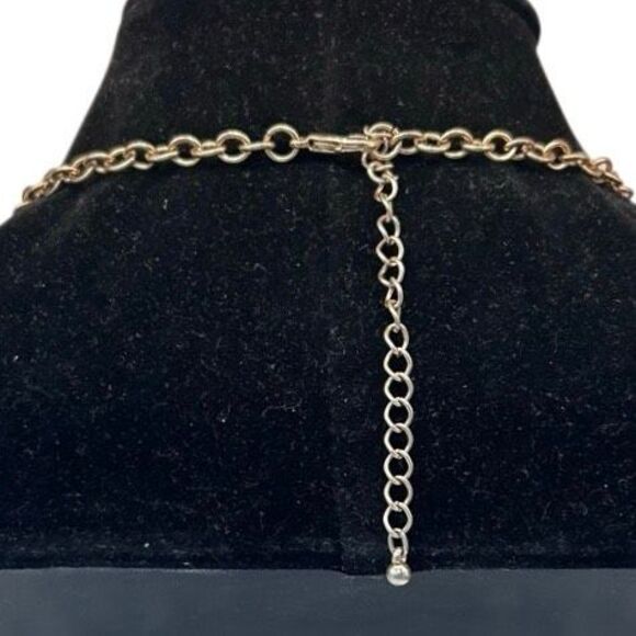 Vtg Chunky Statement Necklace Women's 18" Gold-tone Hammered Interlinked Hoop - Picture 5 of 5